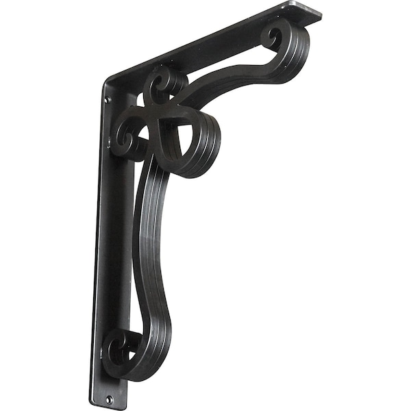 Ekena Millwork Orleans Wrought Iron Bracket, (Triple center brace), Powder Coated Black 2"W x 12"D x 15"H BKTM02X12X15TOL - main